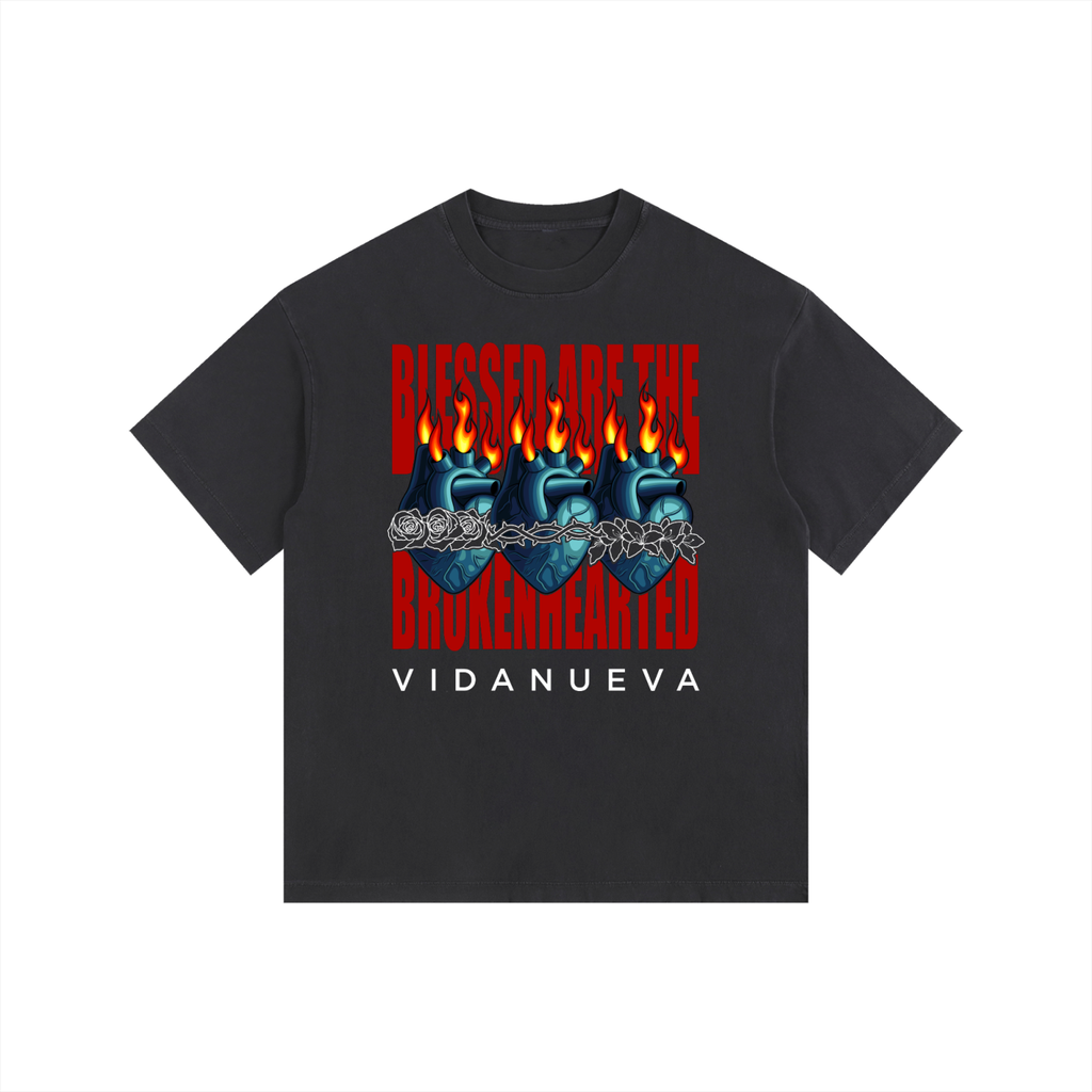 Vidanueva Broken Hearted Vintage Washed Oversized Cotton T-Shirt