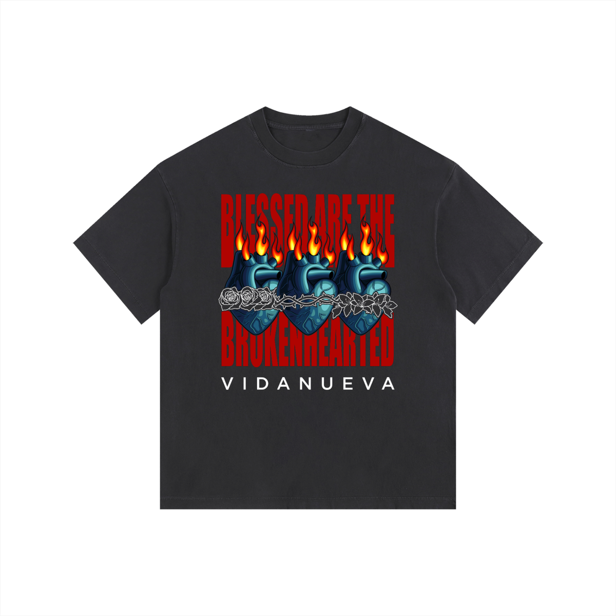 Vidanueva Broken Hearted Vintage Washed Oversized Cotton T-Shirt